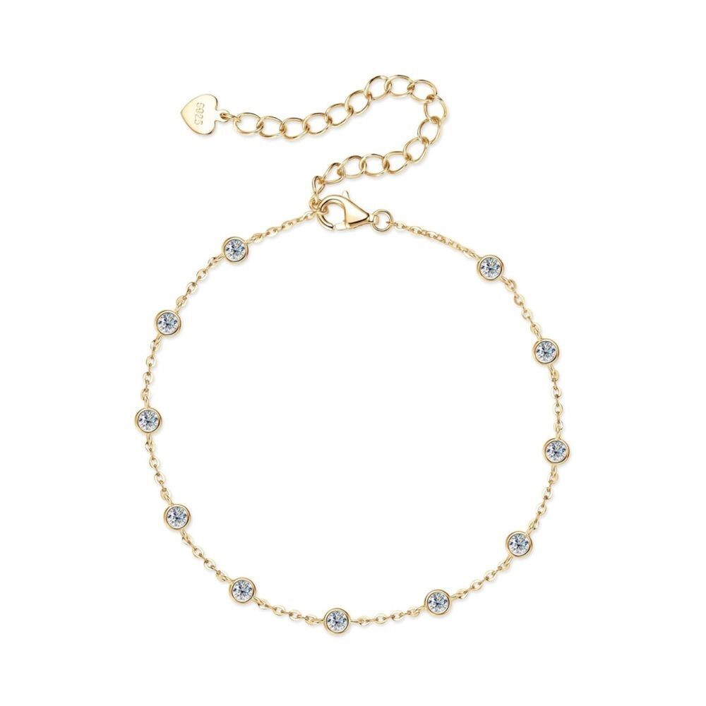 14k Diamond Station Bezel Bracelet